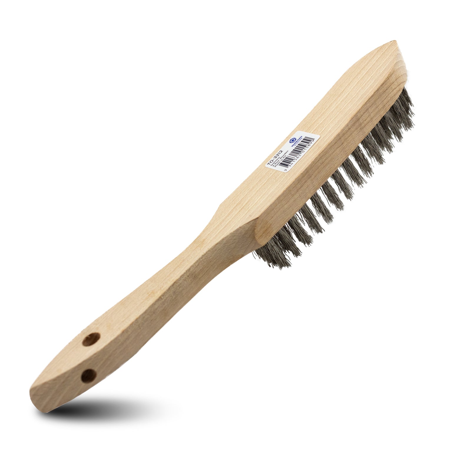JOSCO 4-ROW STAINLESS STEEL BRISTLE WOOD LONG HANDLE WIRE BRUSH